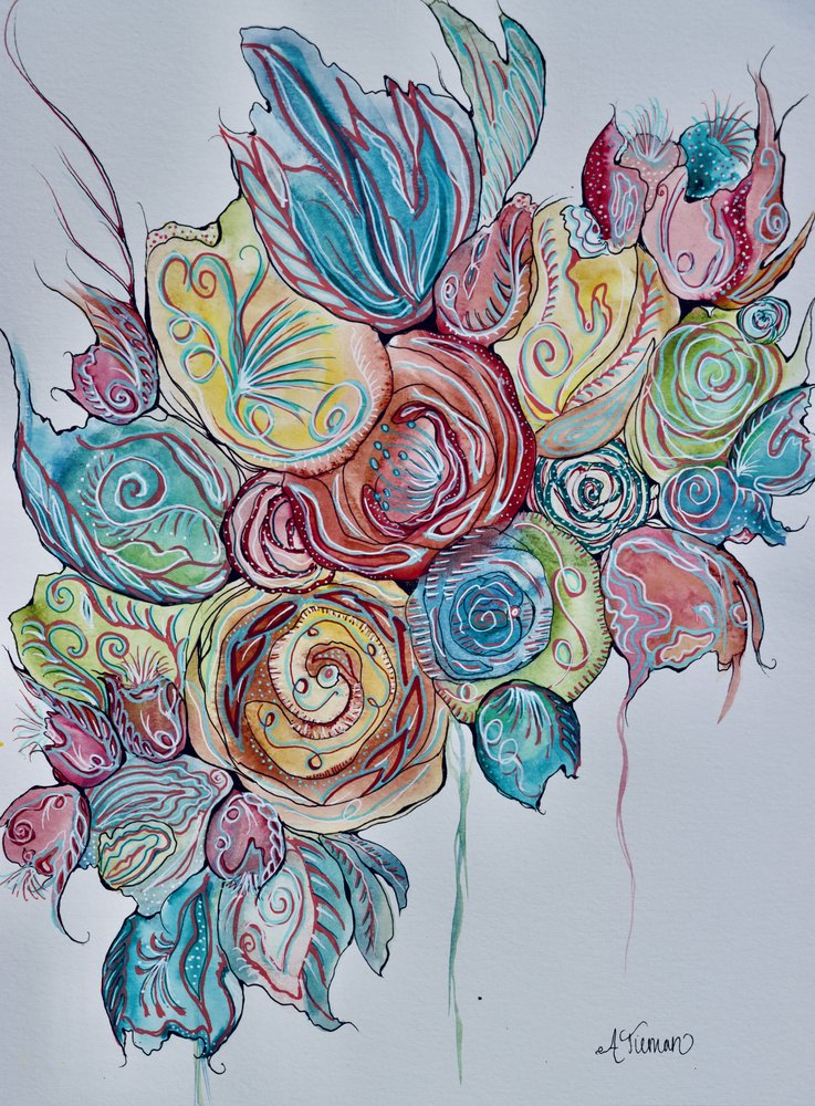 Motifs floraux abstraits colorés - Amy Tieman