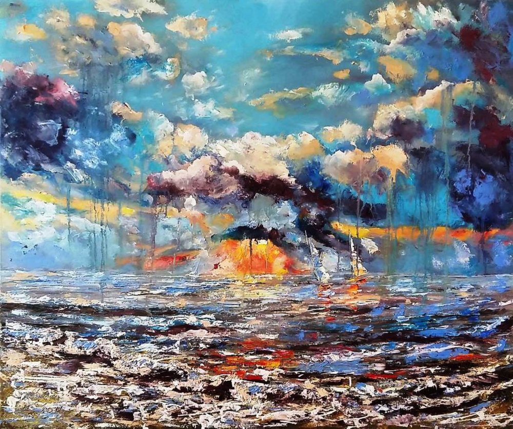 Paysage marin aux couleurs chatoyantes au coucher du soleil - Anda Bieza