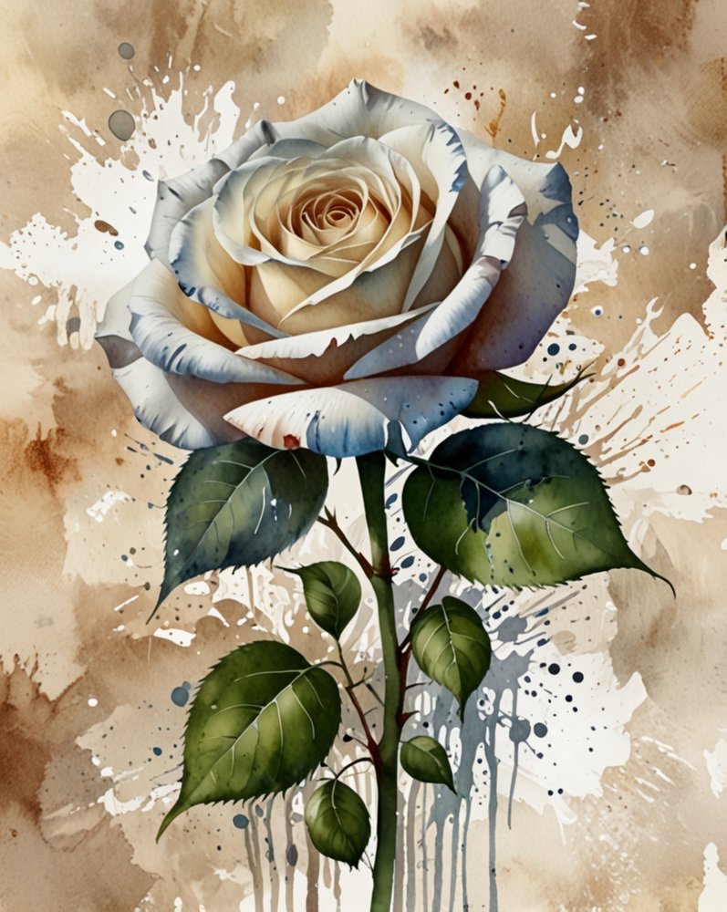 Rose aquarelle blanche - Anda Bieza