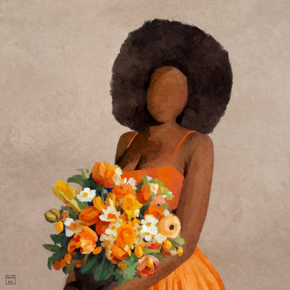 Afro aux motifs floraux éclatants - Andile Bokweni