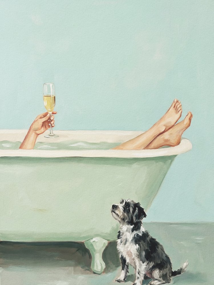 Un chien qui prend son bain avec du champagne - Andreas Magnusson
