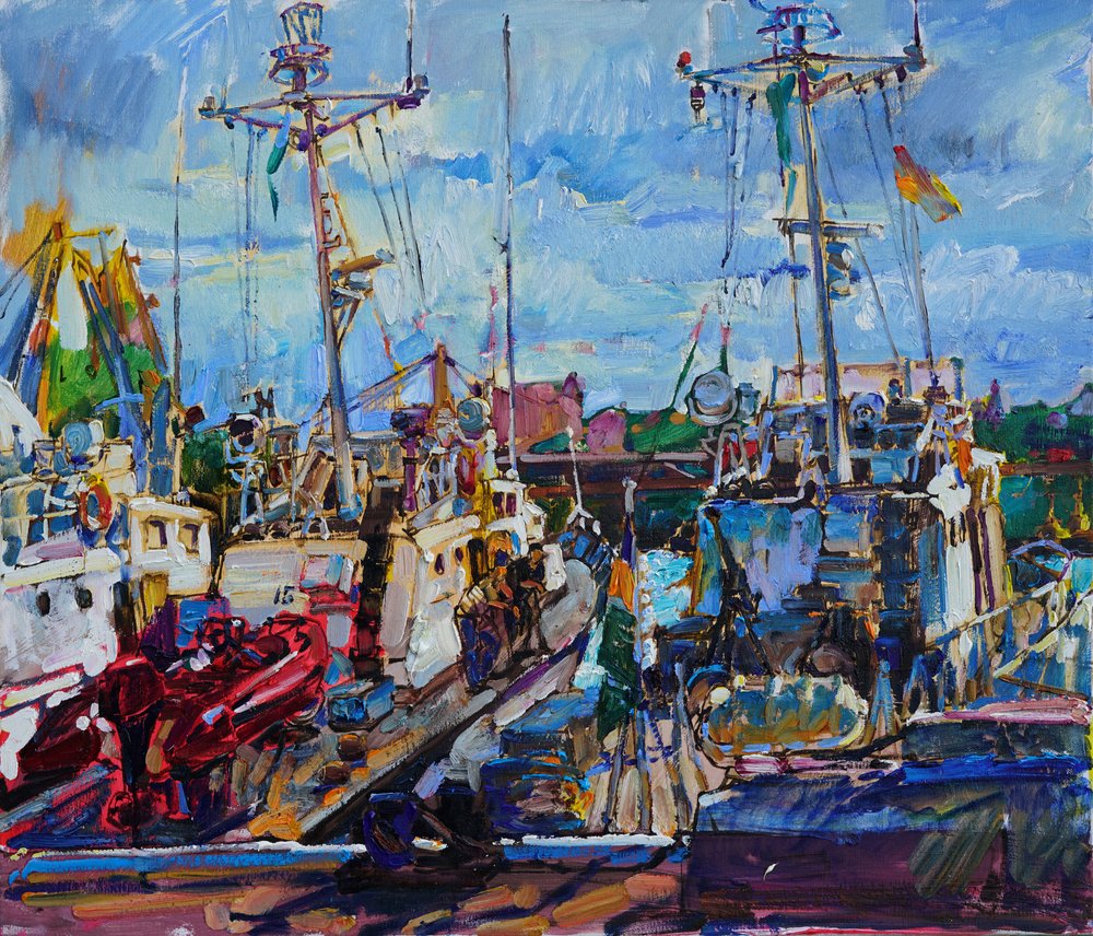 Bateaux colorés dans le port - Andrii Kutsachenko