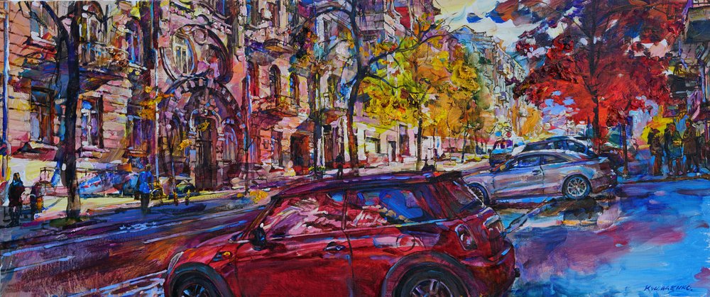 Une rue animée en automne - Andrii Kutsachenko
