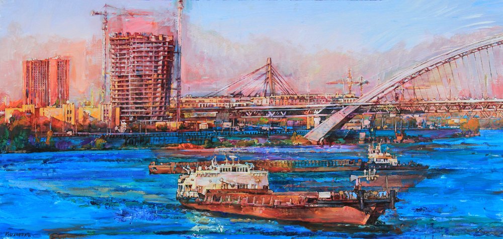 Une ville animée au bord du fleuve - Andrii Kutsachenko