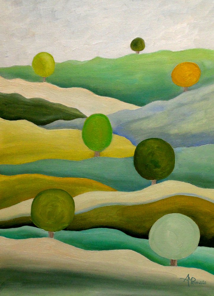 Paysage abstrait en vert - Angeles M. Pomata