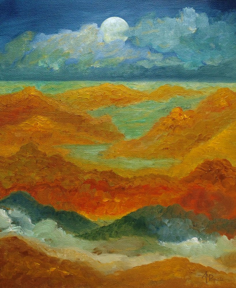 Panorama du désert au clair de lune - Angeles M. Pomata