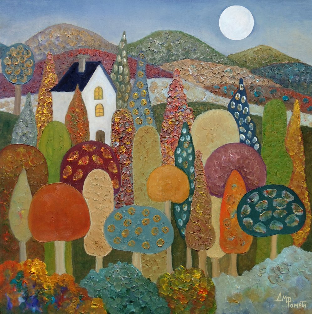 Paysage fantaisiste au clair de lune - Angeles M. Pomata
