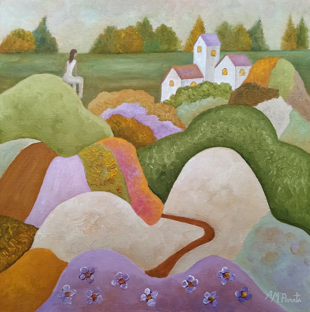 Paysage de village fantaisiste - Angeles M. Pomata
