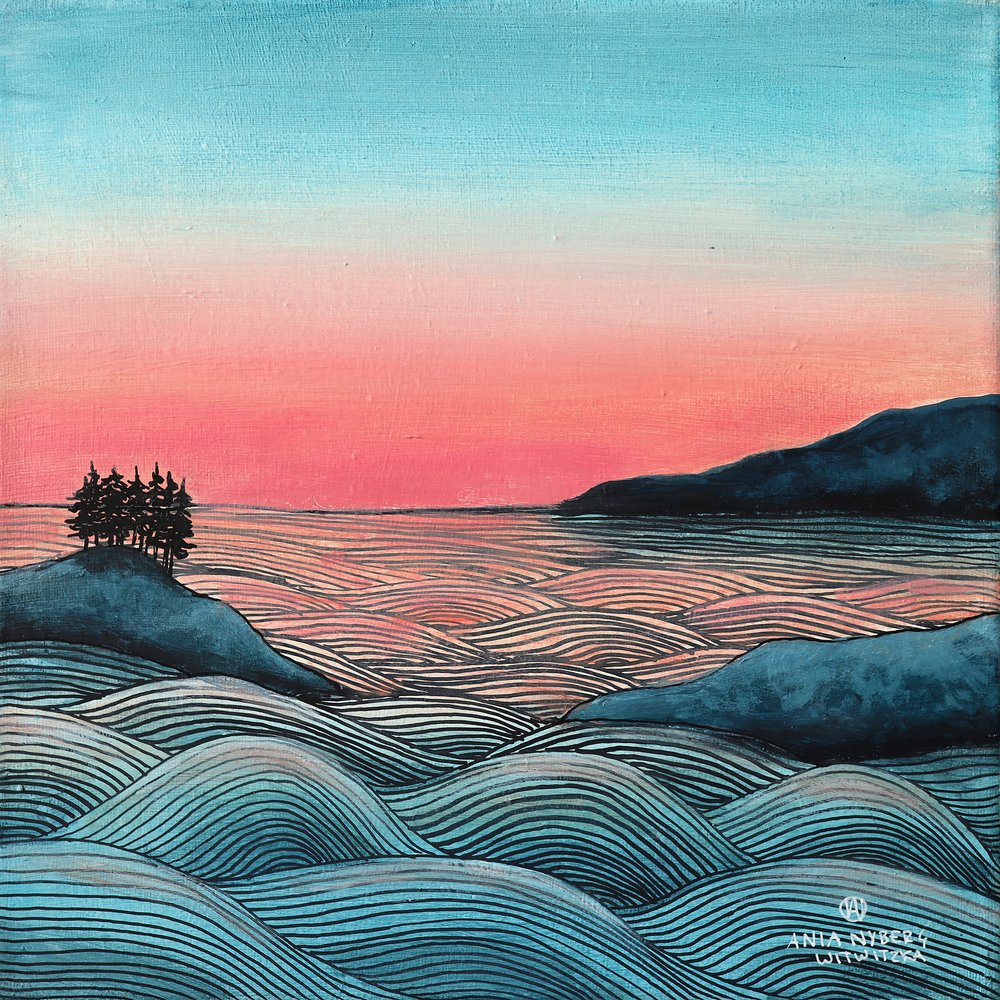 Coucher de soleil rose sur la côte - Ania Witwitzka