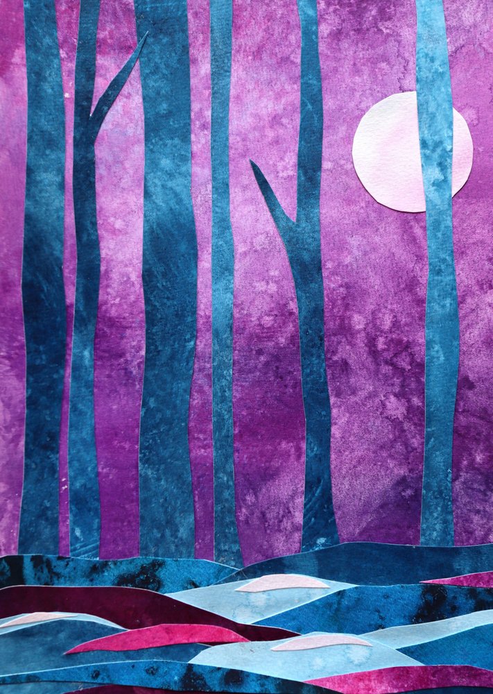 Forêt au clair de lune en hiver - Ania Witwitzka