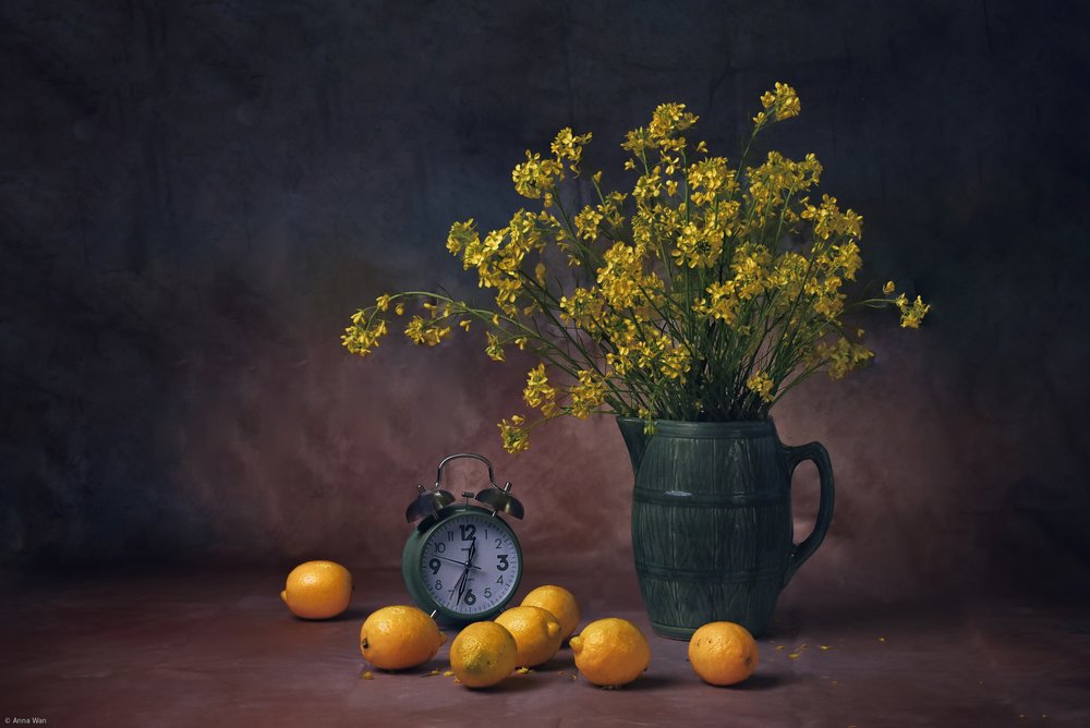 Nature morte au citron et aux fleurs - Anna Wan