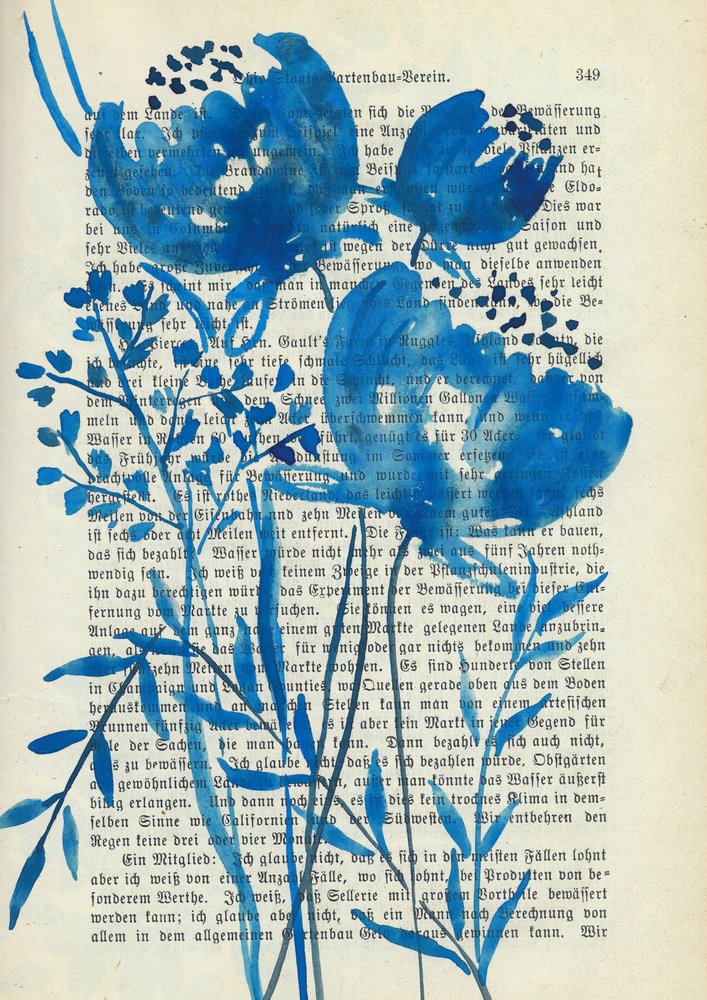 Aquarelles botaniques bleues - Annick