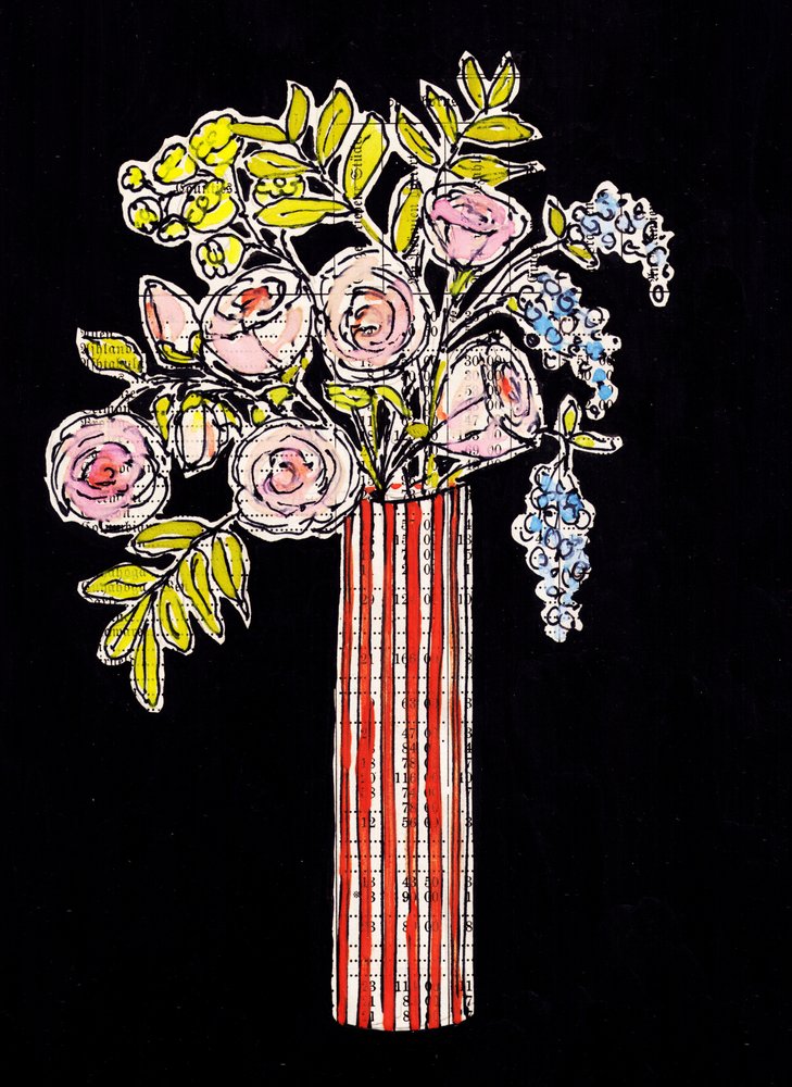 Vase aux motifs floraux éclatants - Annick