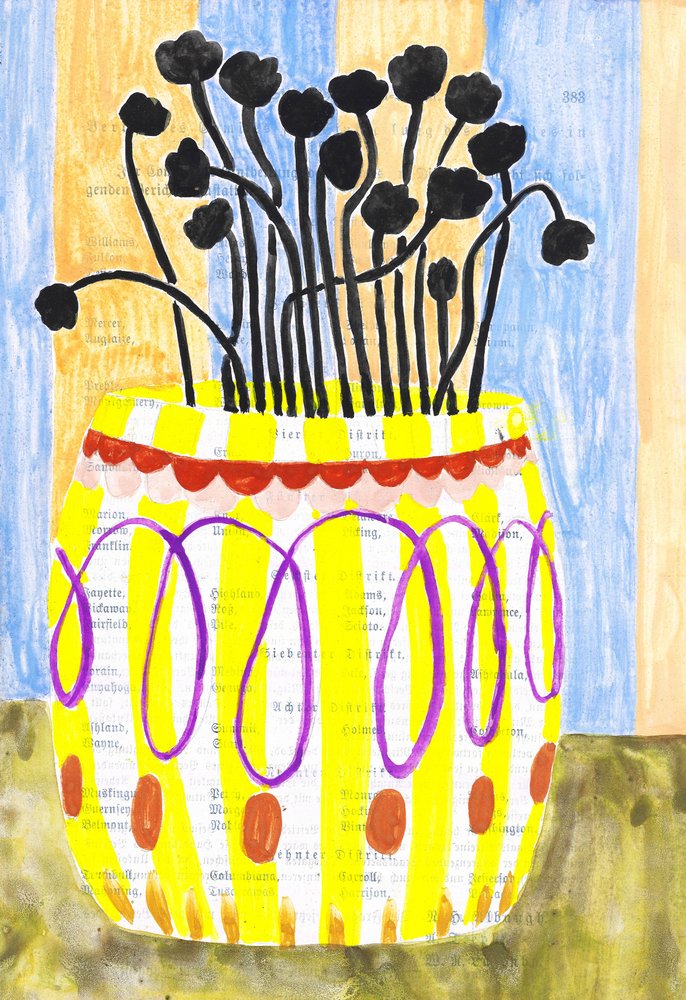 Fleurs dans un vase fantaisiste - Annick