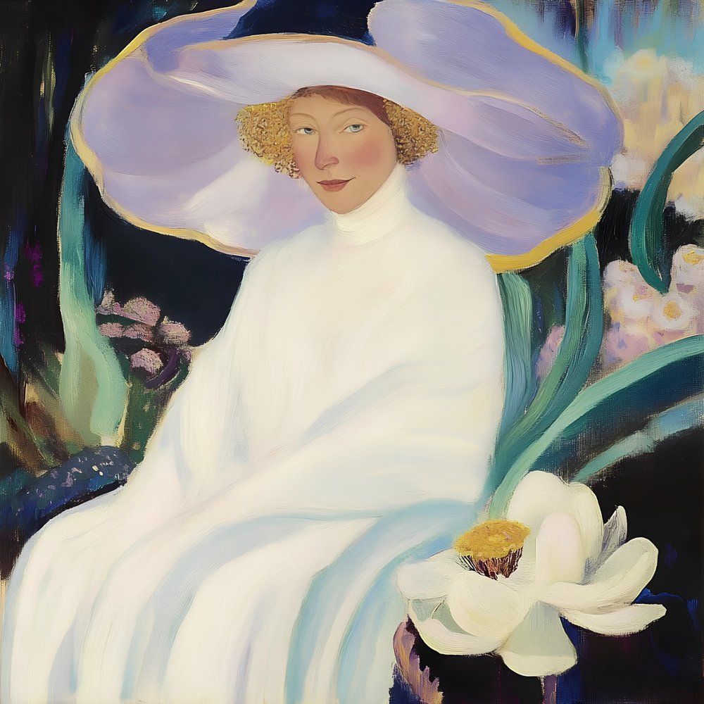 Chapeau violet pour femme élégante - Avanesova Elena