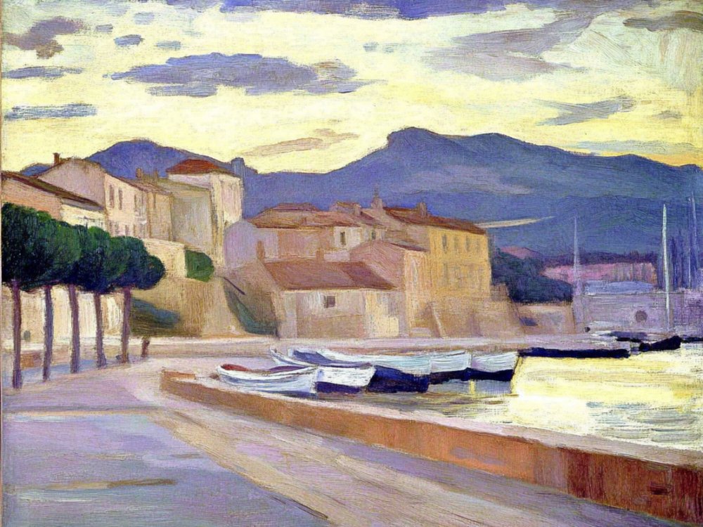 Coucher de soleil sur le port méditerranéen - Avanesova Elena