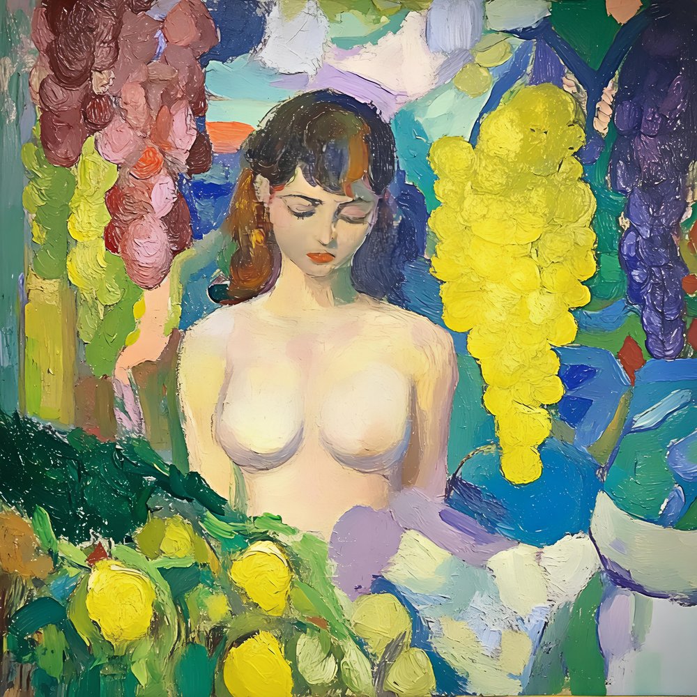 Femme sereine avec des fruits - Avanesova Elena