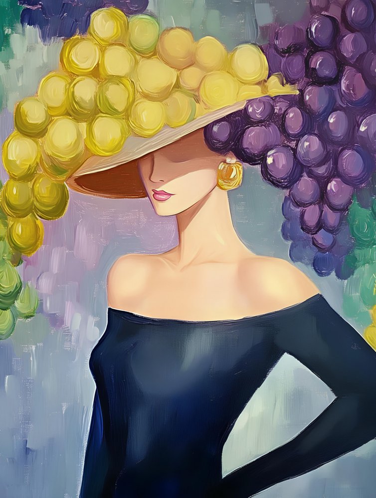 Chapeau élégant à motif de raisin pour femme - Avanesova Elena