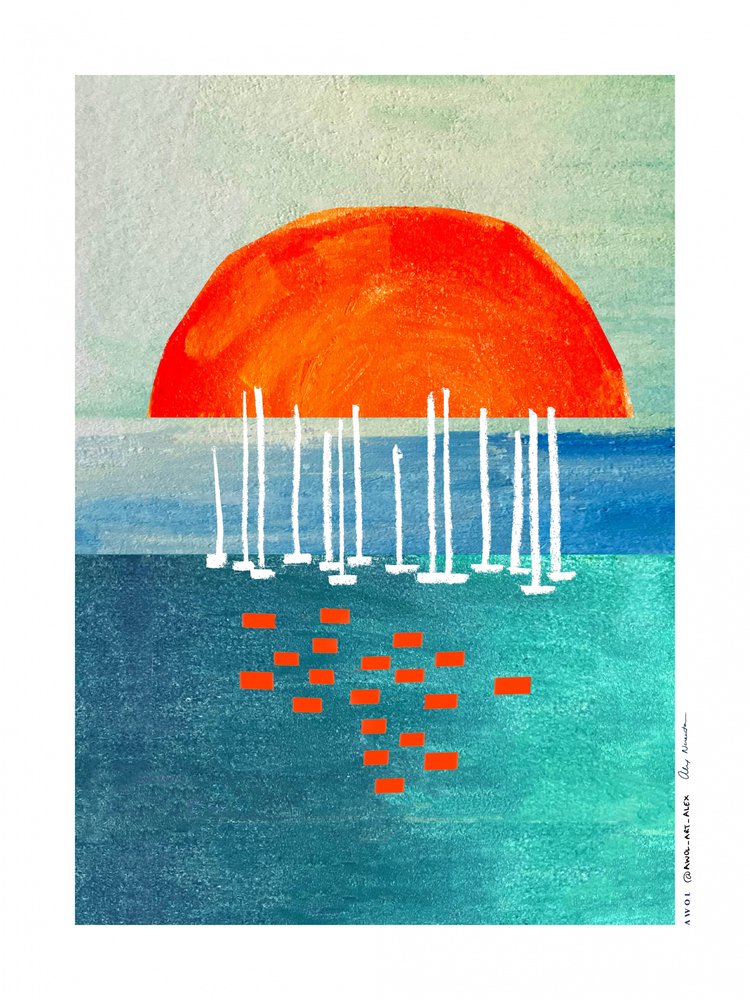 Voiliers Orange Sun - Awol Art Alex