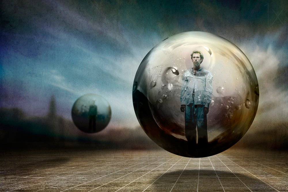 Un homme dans une sphère flottante - Ben Goossens ✝