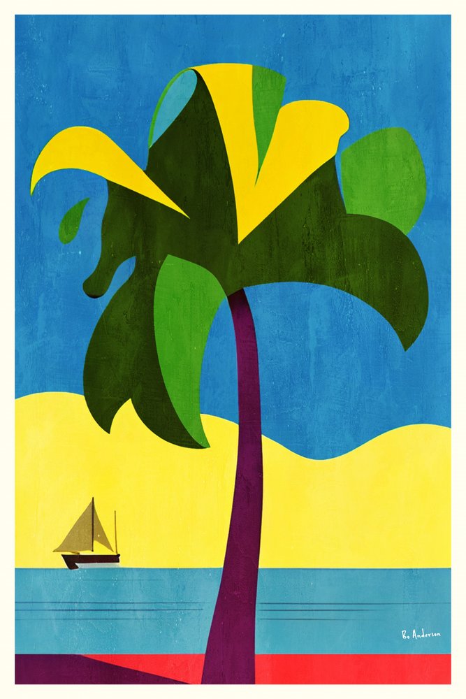 Voilier aux couleurs vives sur une plage tropicale - Bo Anderson