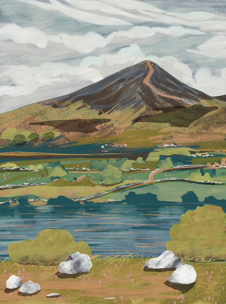 Vue sur la montagne au bord du lac - Charlotte Trudgett