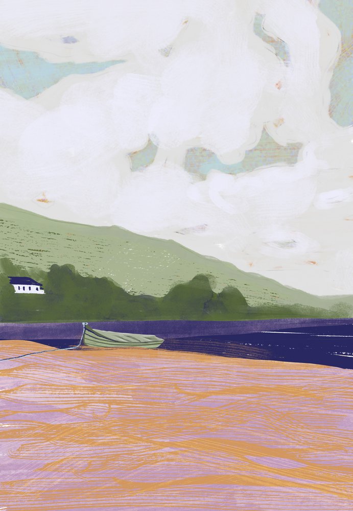 Un bateau tranquille au bord de la mer - Charlotte Trudgett