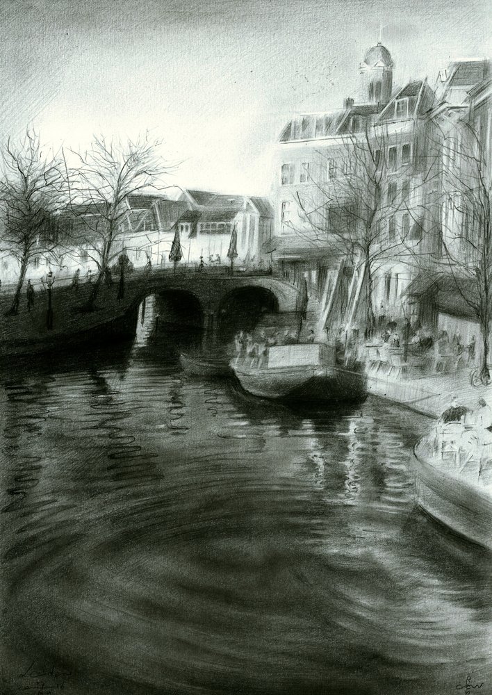 Dessin du canal de la ville - Corné Akkers