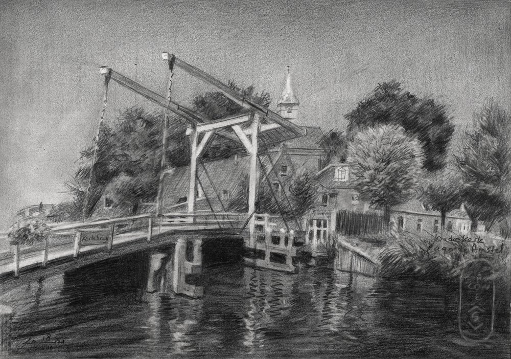 Esquisse du pont sur le canal néerlandais - Corné Akkers