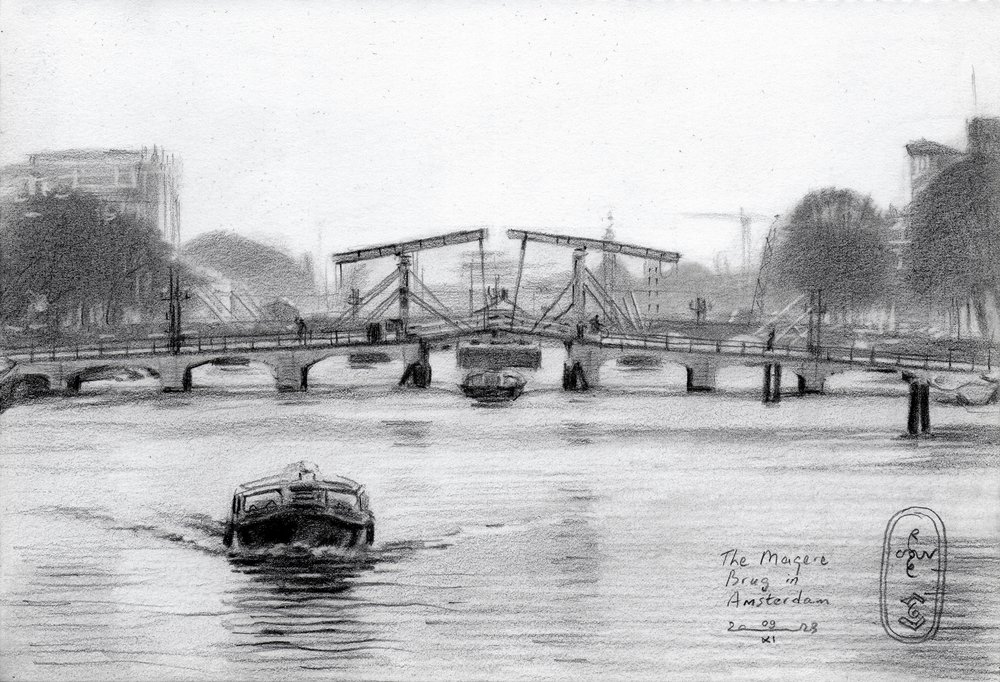 Magere Brug, Amsterdam – Dessin - Corné Akkers