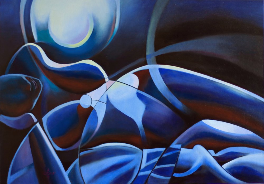 Silhouette bleue au clair de lune - Corné Akkers
