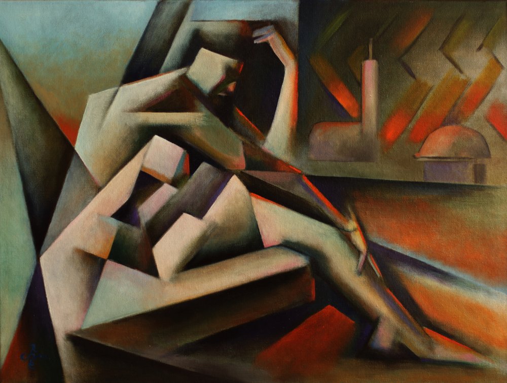 Figure géométrique pensive - Corné Akkers