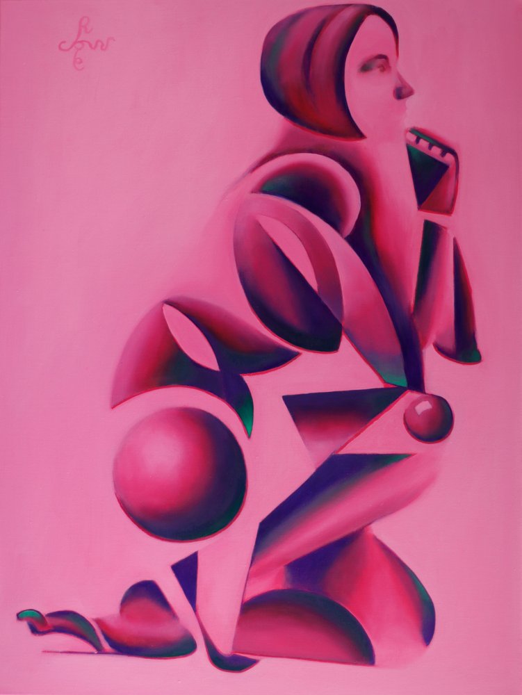Femme géométrique pensive - Corné Akkers