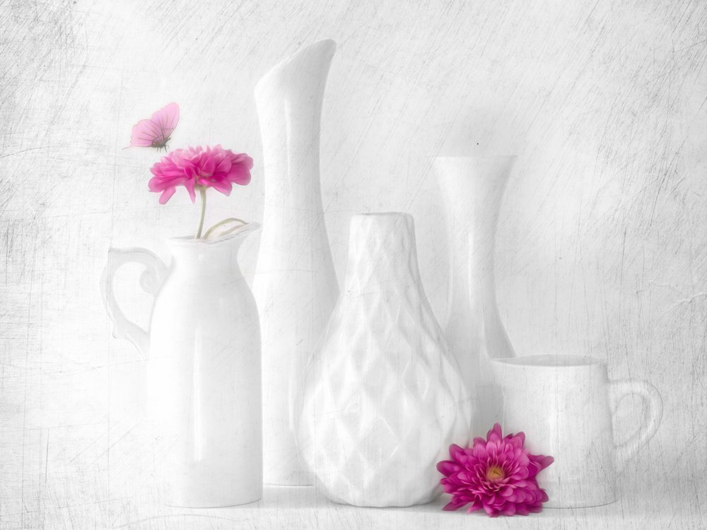 Fleurs roses, vases blancs - Cristiano Giani