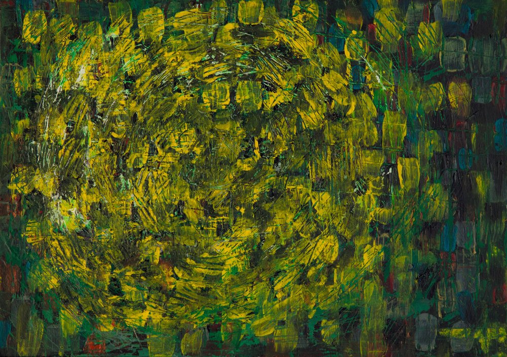 Abstrait vert et jaune vif - Dale Hefer