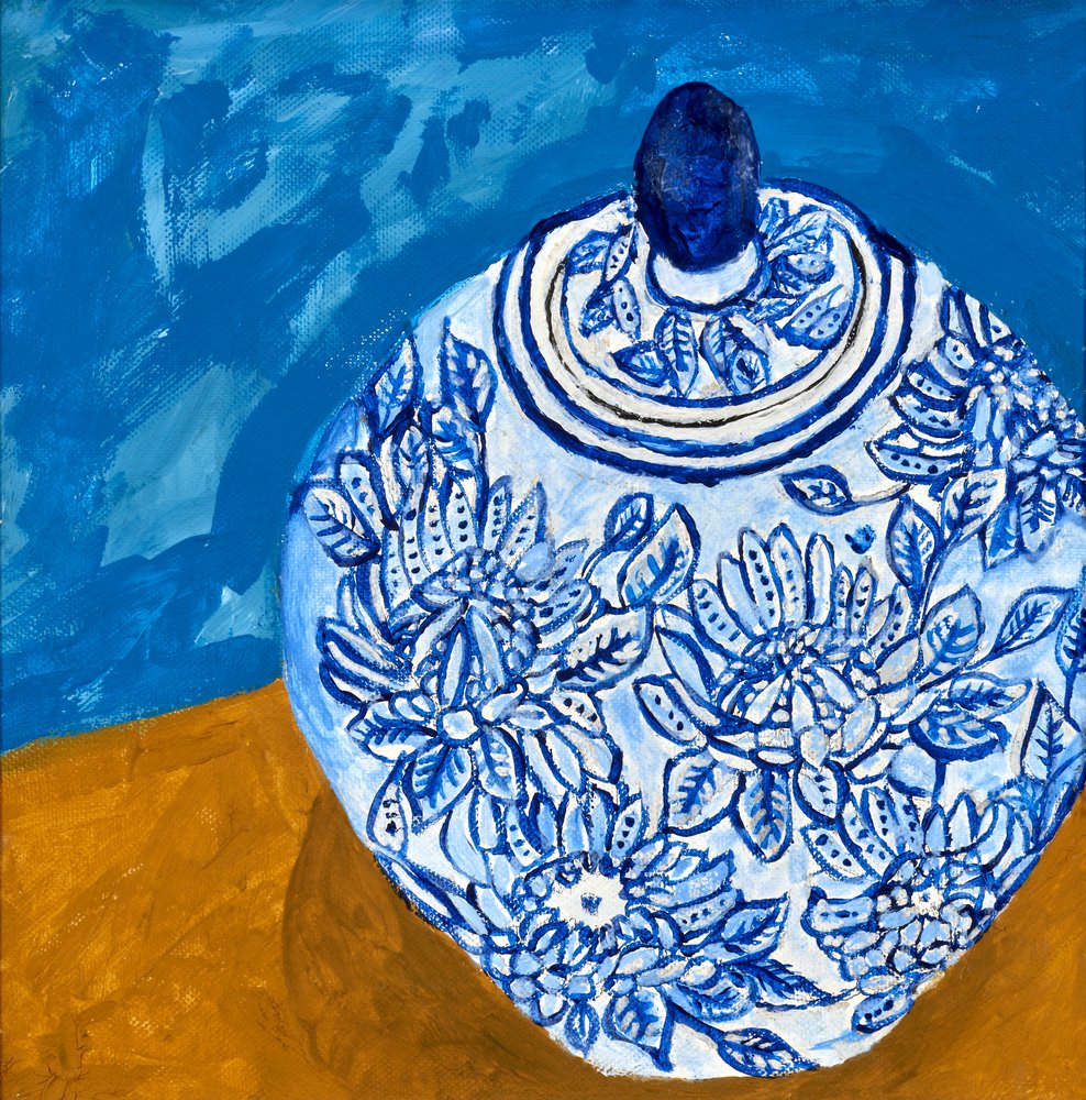 Élégant pot à fleurs bleu - Dale Hefer & Family