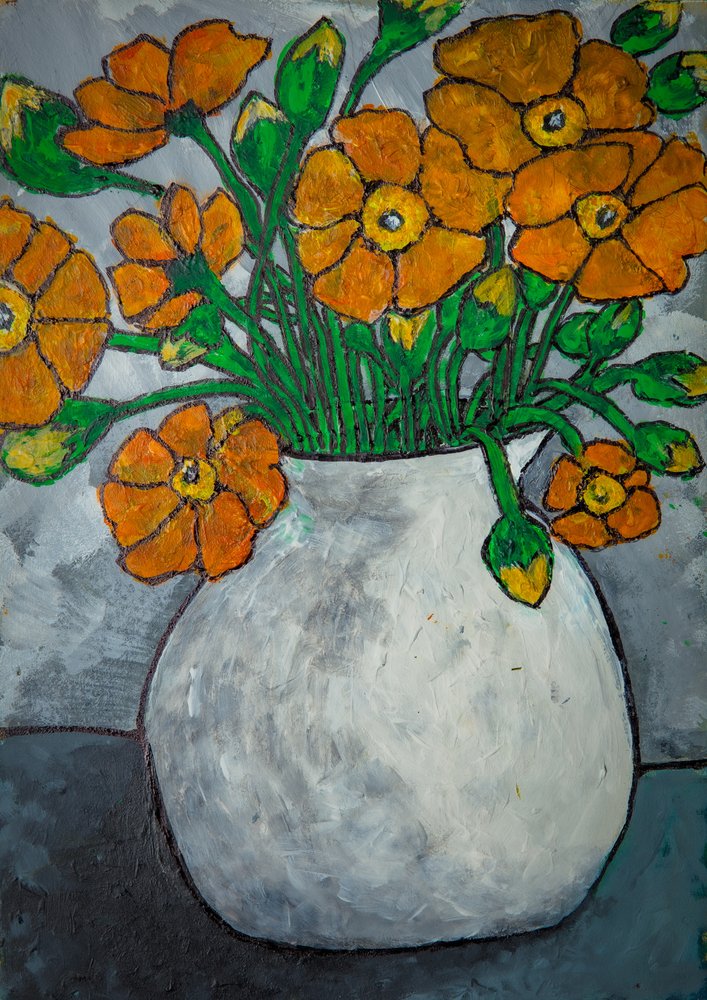 Vase rustique à fleurs d