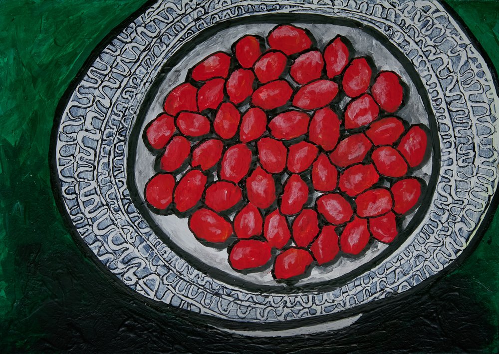 Assiette de haricots rouges colorés - Dale Hefer & Family