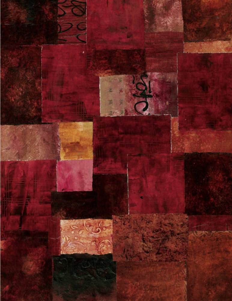 Patchwork abstrait cramoisi - Deb Chaney
