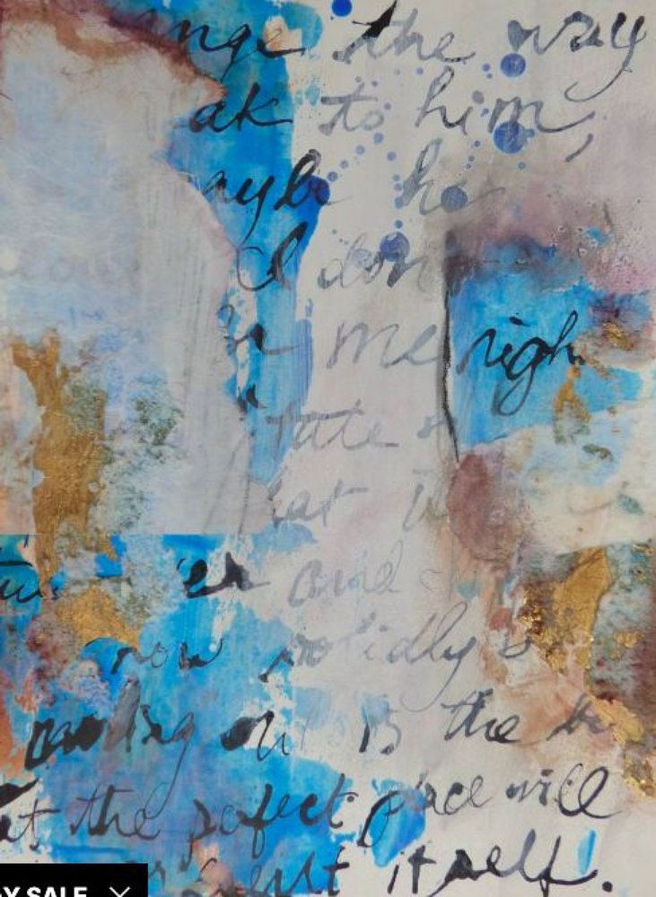Abstrait moderne bleu et or - Deb Chaney