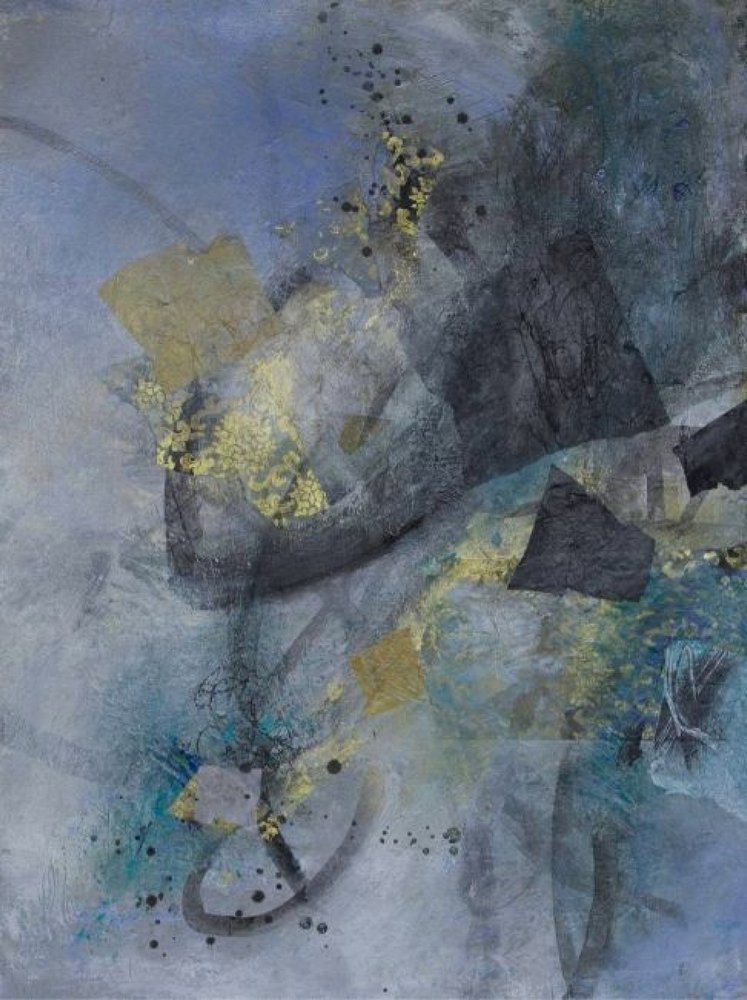 Abstrait bleu et or chatoyant - Deb Chaney