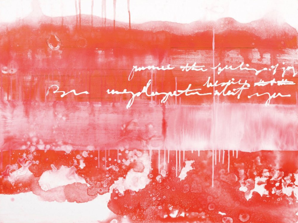 Écriture abstraite rouge vif - Deb Chaney