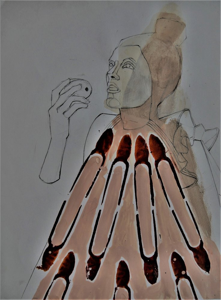 Figure abstraite avec une pomme - Doris Schmitz