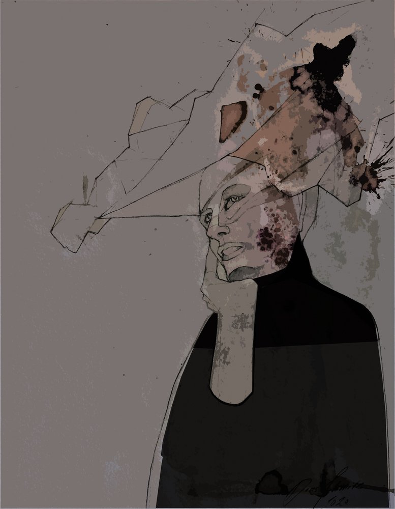 Femme pensive (abstraite) - Doris Schmitz