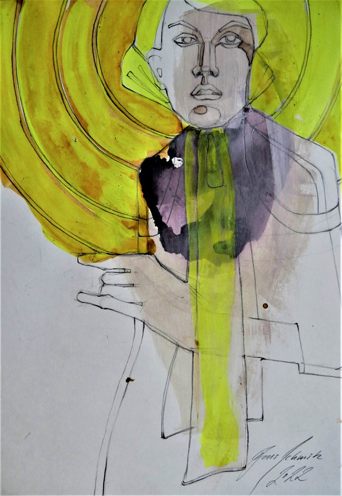 Femme abstraite jaune - Doris Schmitz