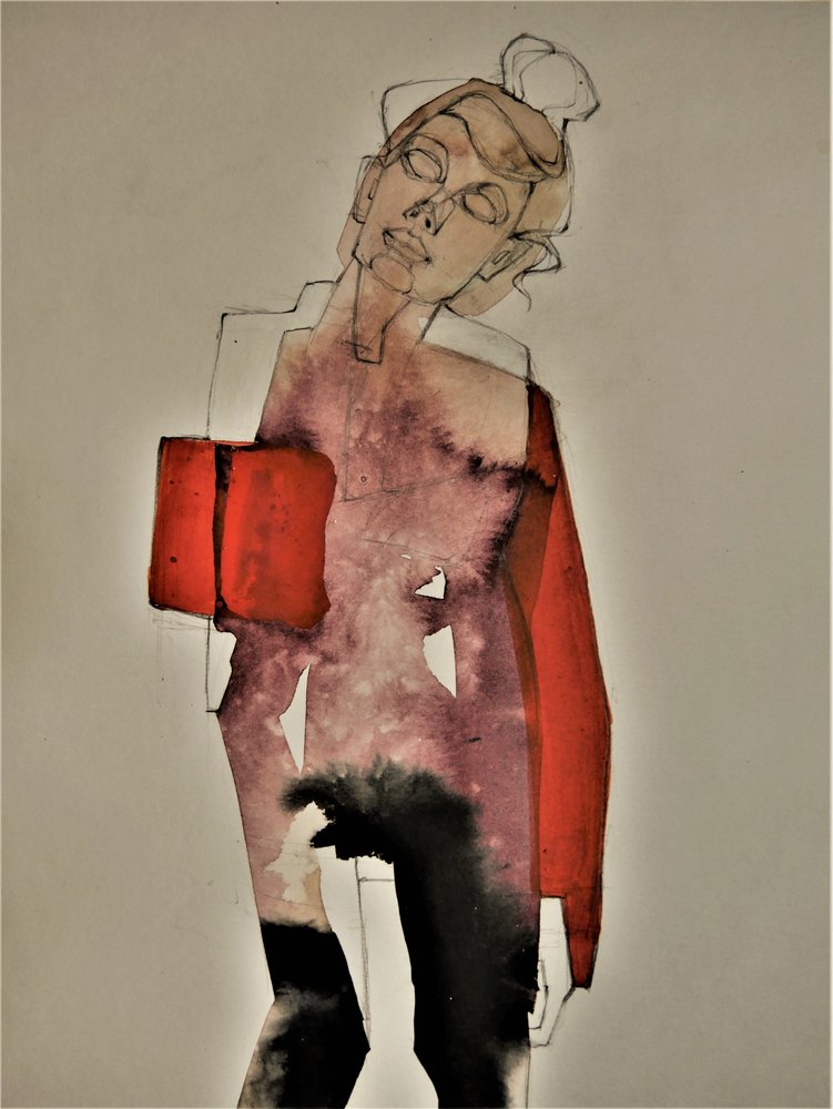 Femme rouge en méditation - Doris Schmitz