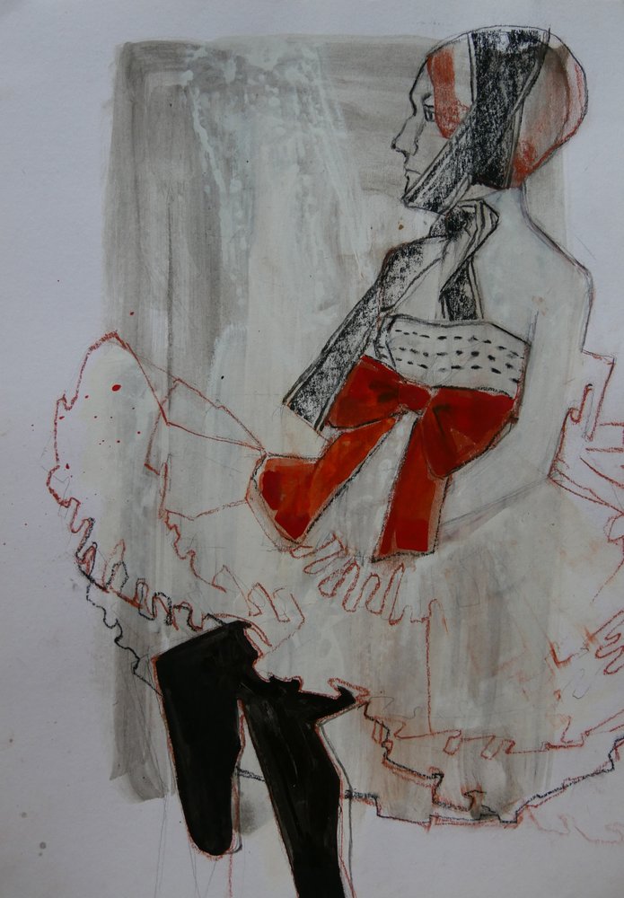 Femme élégante avec un nœud rouge - Doris Schmitz