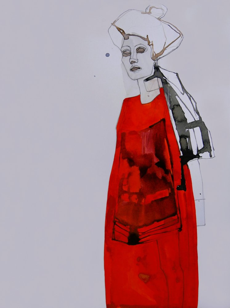 Une femme élégante en rouge - Doris Schmitz
