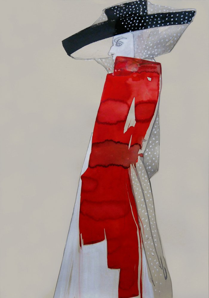 Une femme élégante en rouge - Doris Schmitz