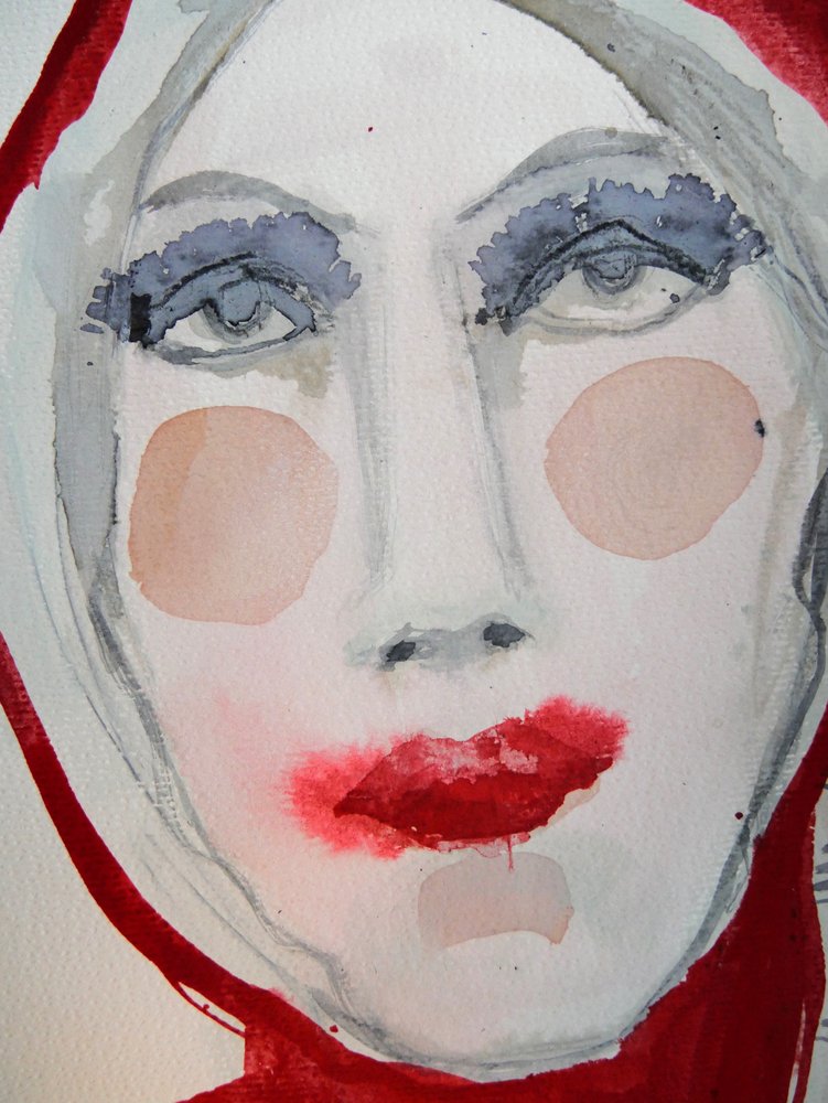 Portrait aux lèvres rouges - Doris Schmitz